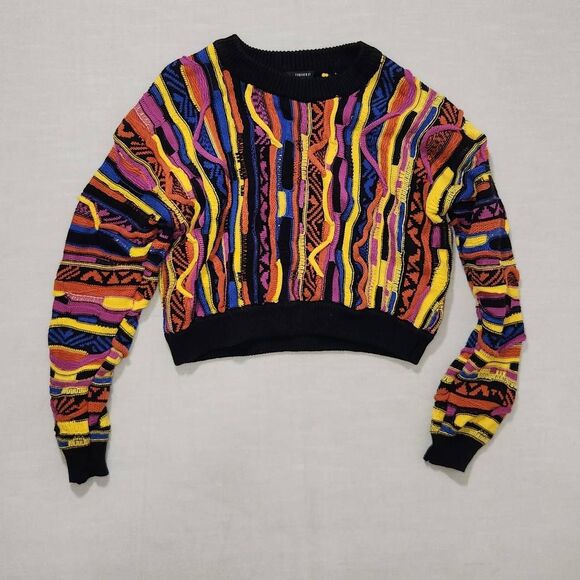 Forever 21 Sweaters - Forever 21 Womens Size Medium Retro Multi Colored Crew Neck Long Sleeve Sweater